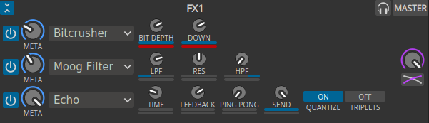 Een effecteenheid met de weergegeven parameters