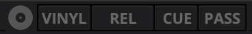 The Vinyl Control Mode and Cueing controls of a deck